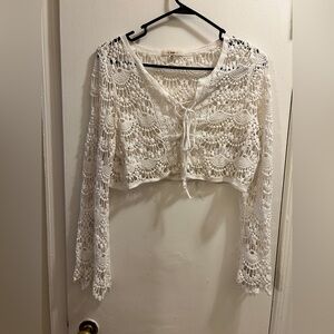 Cream Lace Crochet Top